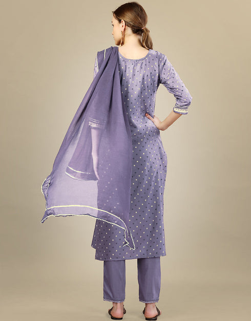Traditional Function Wear Silk Blend Readymade Suit Collection Lavender Silk Blend Pant Straight Back View